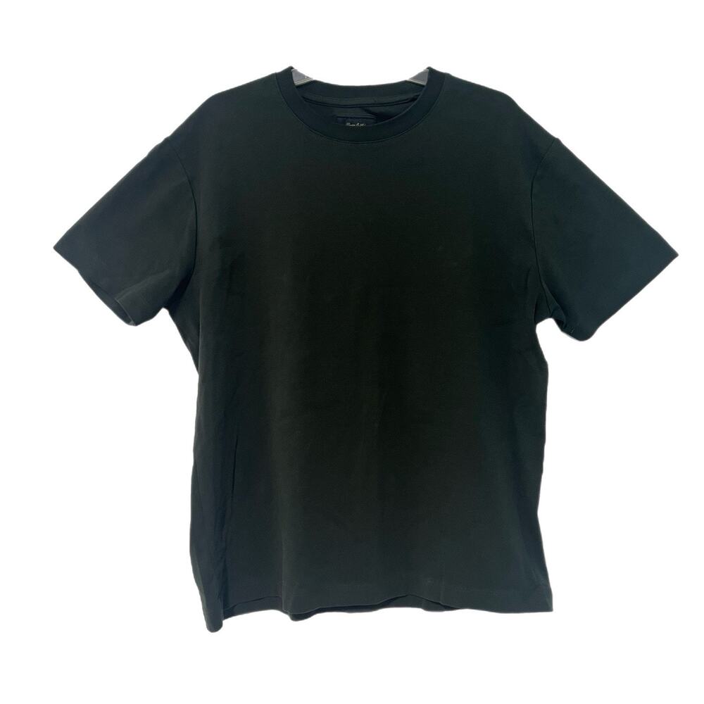 Porter & Ash Tee Shirt Men's XL Green Crew Neck Comfort Fit Woven Thick Cotton